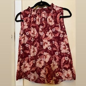 Ann Taylor Red Floral Blouse Sleeveless Size Xs Petite